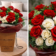Detalle de rosas rojas y blancas del ramo con follaje verde – Soulgarden