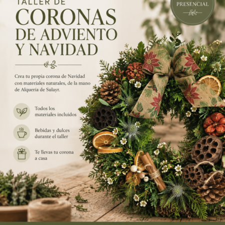 Taller de coronas de Adviento y Navidad en Granada impartido por Alquería de Sulayr en Soulgarden
