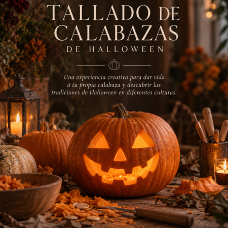 Cartel del taller de tallado de calabazas de Halloween de Soulgarden en Granada Copiar ALT