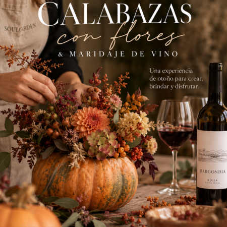Taller de calabazas con flores y maridaje de vino en Soulgarden Granada